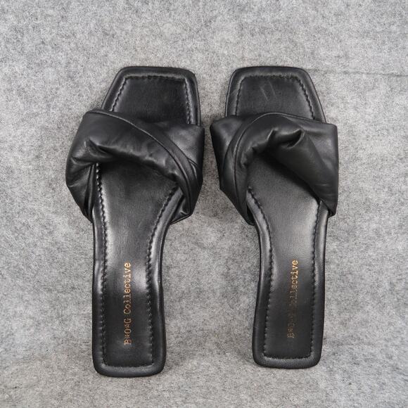 BOG Collective Shoes Women 11 Sandal Slip On Flat Twist Strap Leather Boho Black - Picture 5 of 12